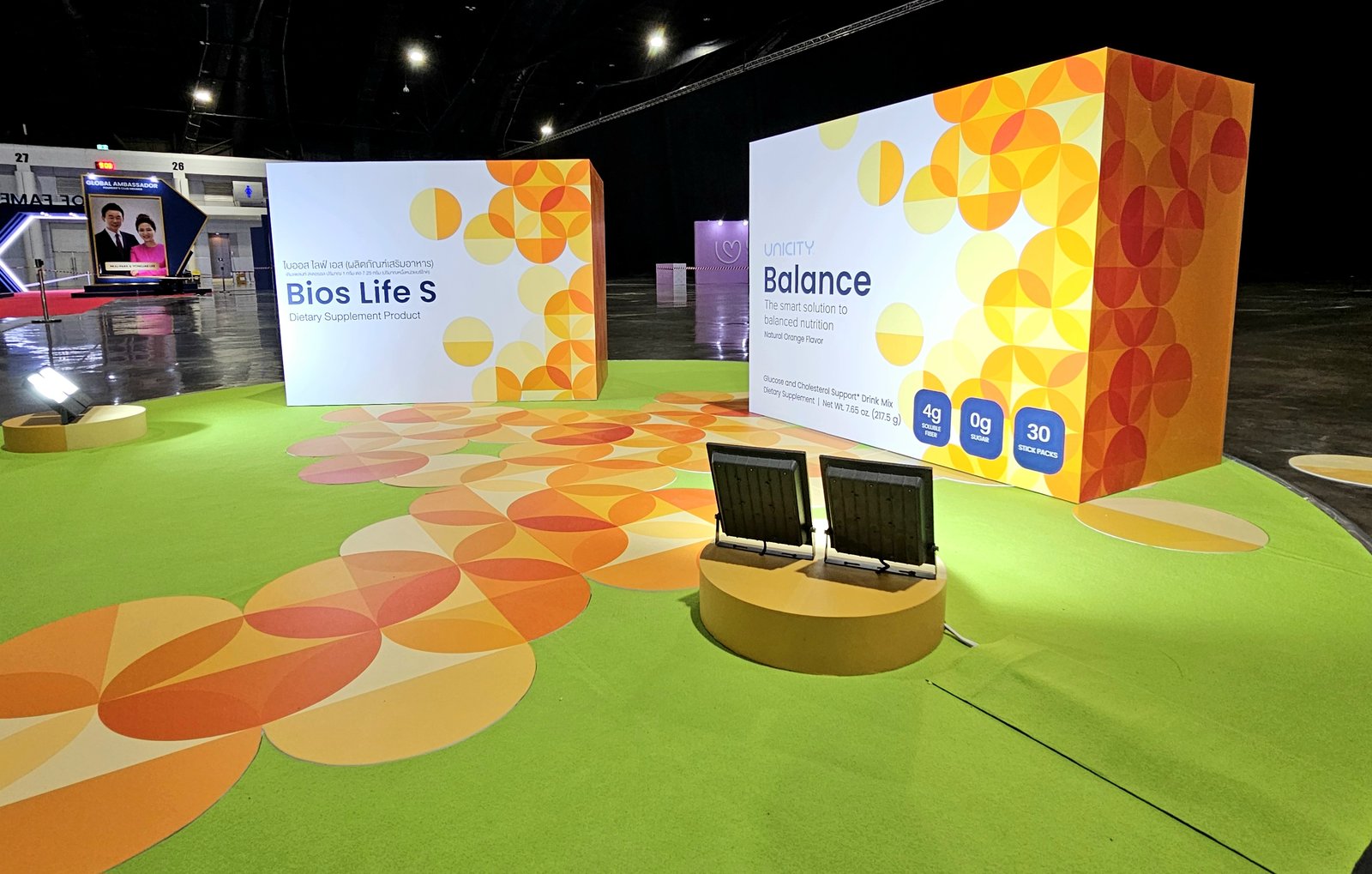 Colourful retail pop-up display of accessories
